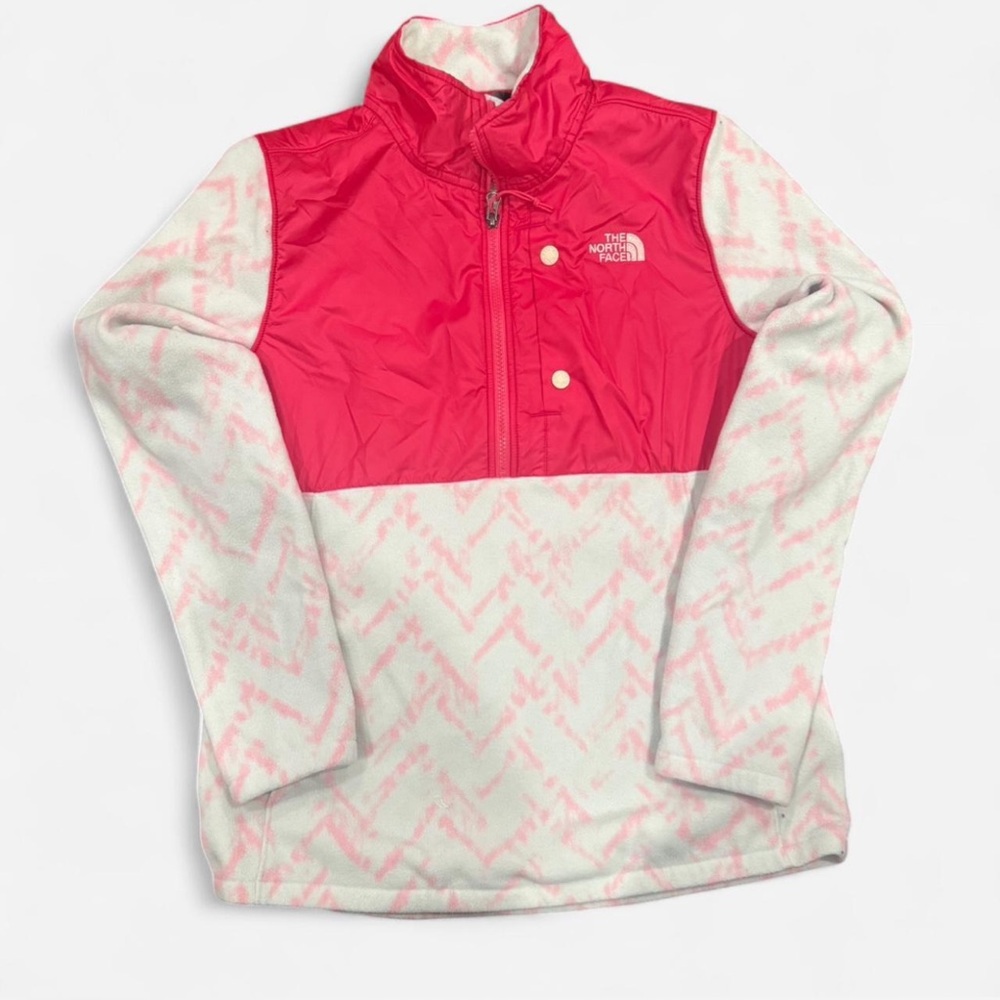 The North Face Pink & White Patterned Fleece 1/4 Zip Pullover